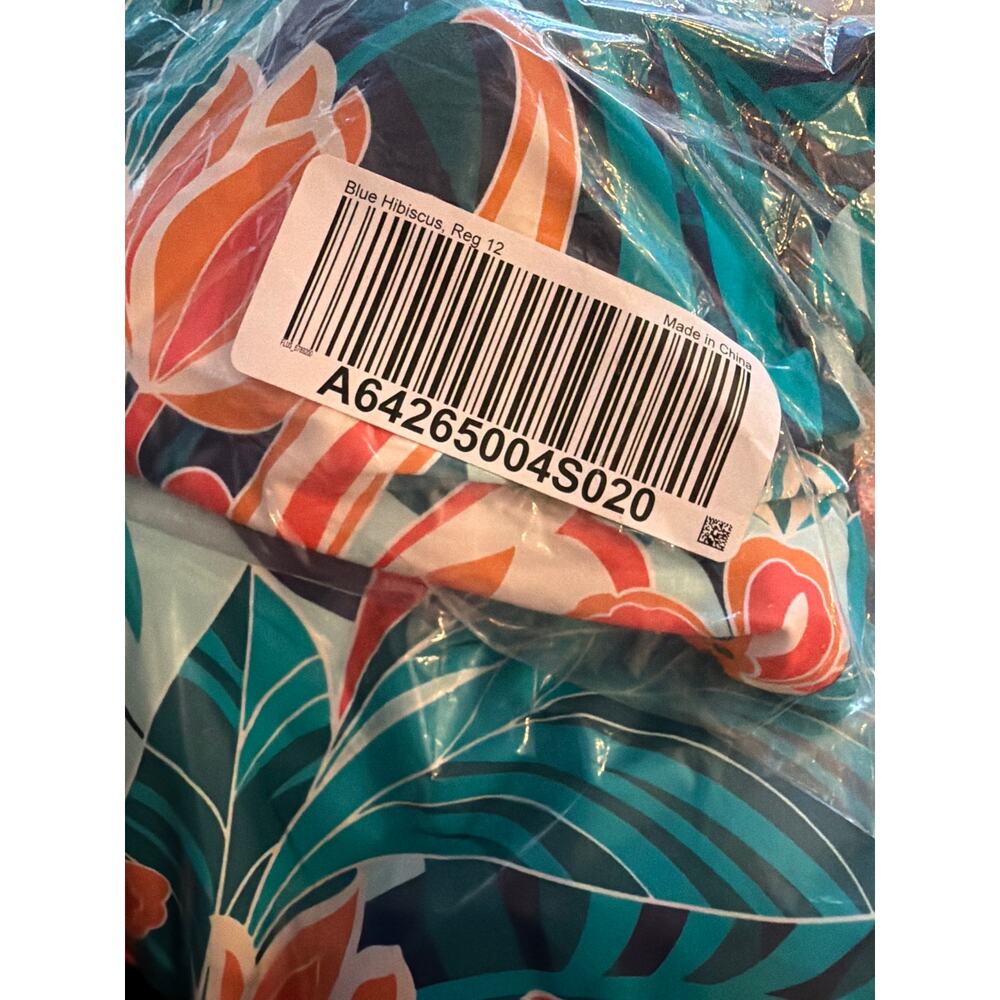 Jantzen blue hibiscus temple peach Adjustable Straps swimsuit 12 - Picture 4 of 5